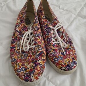 VANS COLORFUL WHIMSICAL FLORAL CANVAS SHOES (MENS 8.5 / WOMENS 10)